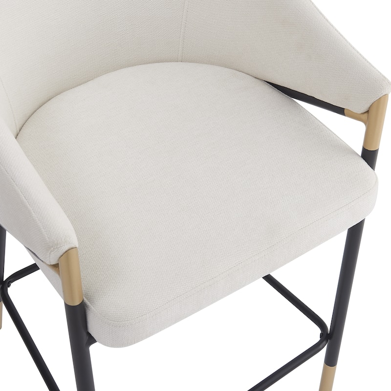 Christopher Knight Home - Soleil Modern 26" Seat Height Bar Stool with Curved Armrests & Gold Accents