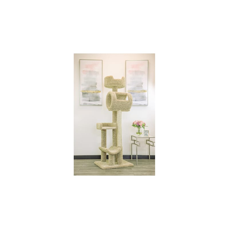 Multi-Level Climbing Cat Tower with Deep Beds and Sisal Rope Posts for Large Indoor Cats