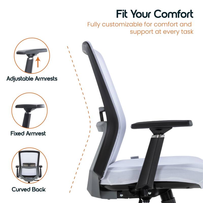 Ingram Contemporary Ergonomic Mesh Office Chair - Adjustable Height & Armrests, Mid-Back Swivel Desk Chair for Home Office