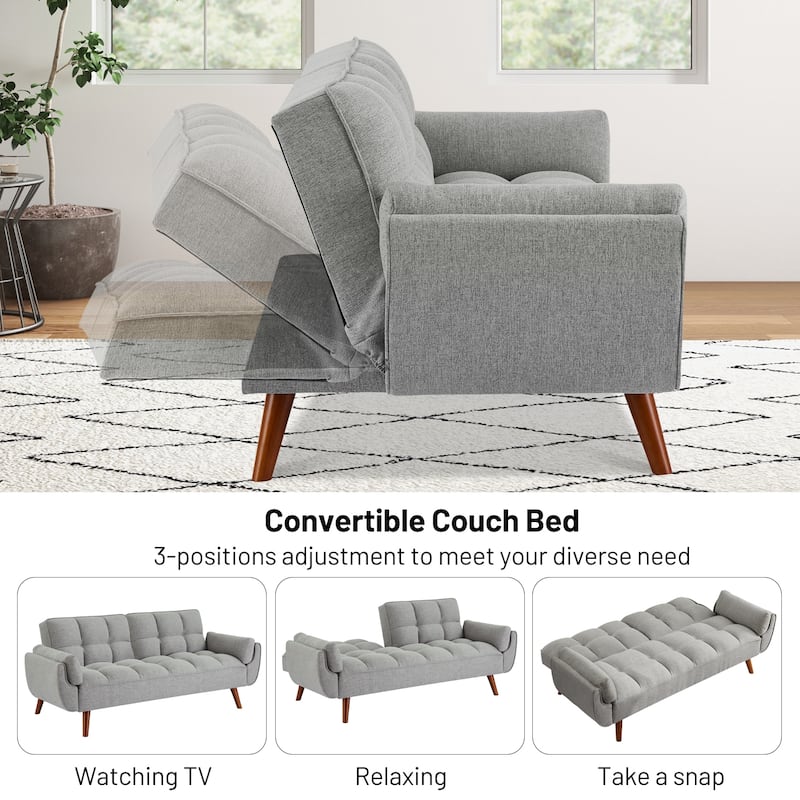 75.39'' Sofa Bed, Convertible Sleeper Couch with Pillows, Foldable Loveseat Furniture for Living Room