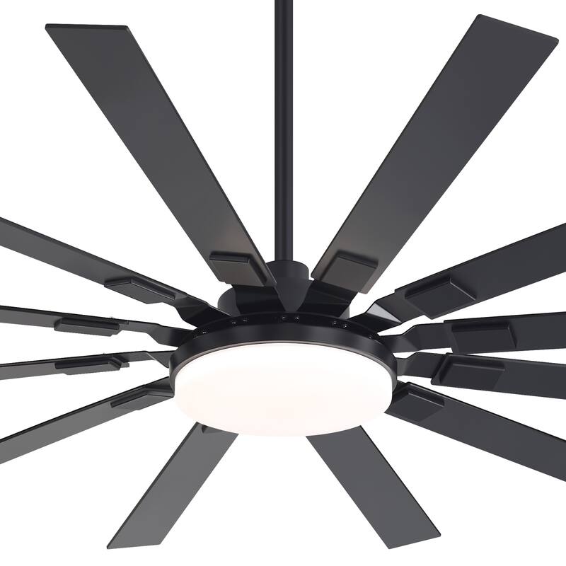 48"/52"/60"/72" Modern Black LED Ceiling Fan with Light Remote (3/5/6/8/12 Reversible Blades)