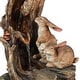 preview thumbnail 5 of 7, Resin Two Bunnies Tree Stump Outdoor Fountain with LED Lights