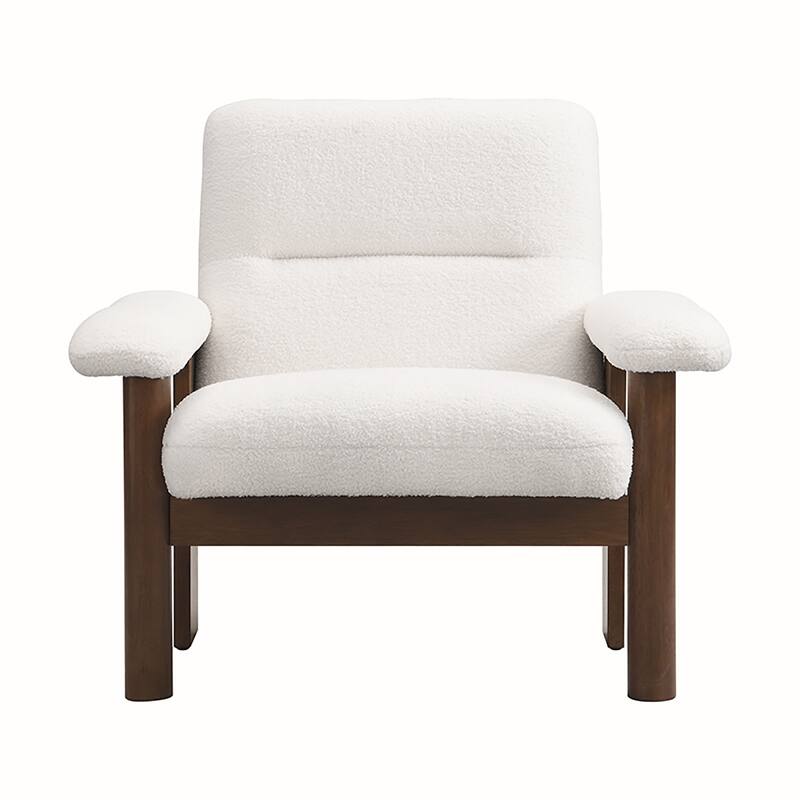 Solid Wood Frame Teddy ArmChair with Ottoman