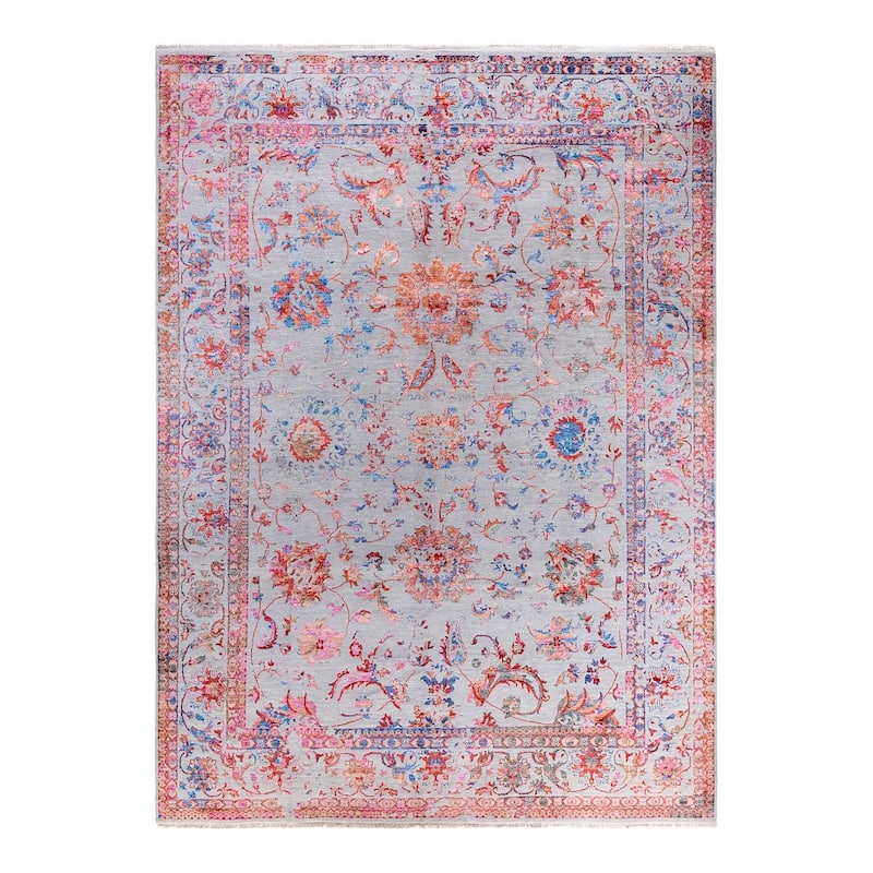 Ikat One-of-a-Kind Hand-Knotted Area Rug, Gray - 9' 3" x 12' 4"