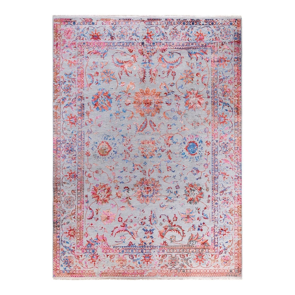 Ikat One-of-a-Kind Hand-Knotted Area Rug, Gray - 9' 3" x 12' 4"