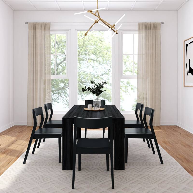 Plank and Beam 72" Modern Solid Wood Table and Chairs Dining Set