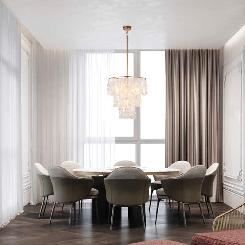 Paula 4-Light Glossy Bronze Finish Chandelier with Natural White Shell - 20.5 inches in diameter x 21.7 inches H