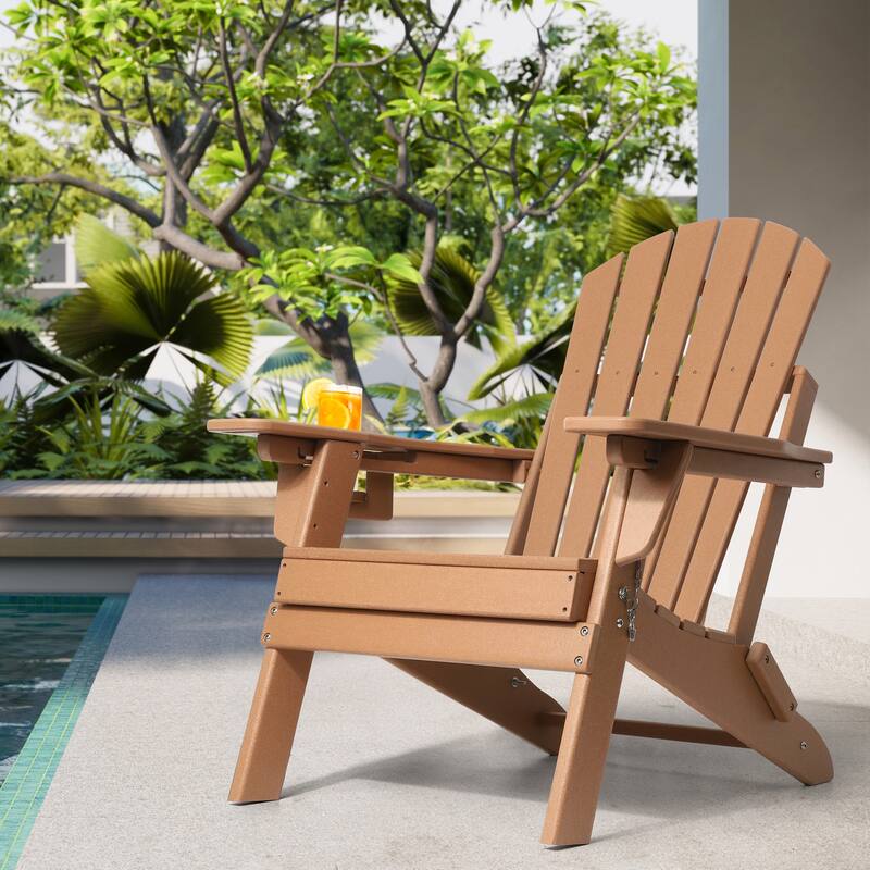 Vrakae Adjustable and Folding Adirondack Chair with Cup Holder