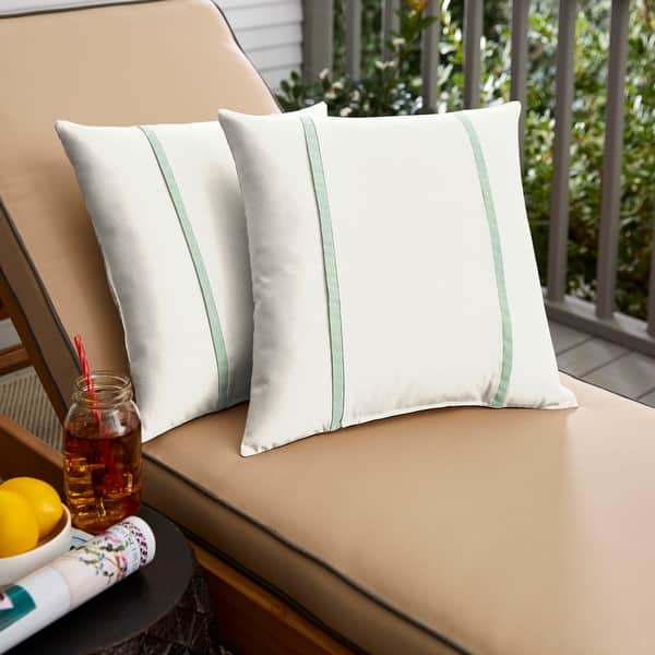slide 2 of 44, Sorra Home Sunbrella Outdoor Double Petite Flange Pillow Set of 2 16 in H x 16 in W x 6 in D - Sunbrella - Canvas Natural/Canvas Spa