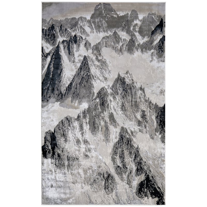 Jewel 39N2F Abstract Modern Area Rug - 9'10" x 13'0" - Silver/Gray
