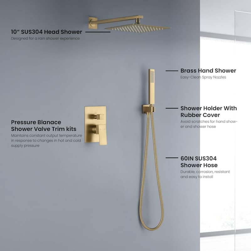 Cube Pressure Balanced 2-Function Shower System with Rough-In Valve