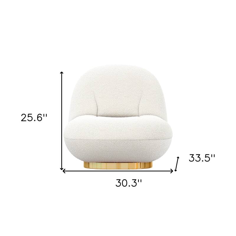 HomeRoots 30" White And Gold Boucle Accent Chair - 30.3' X '25.6' X '33.5