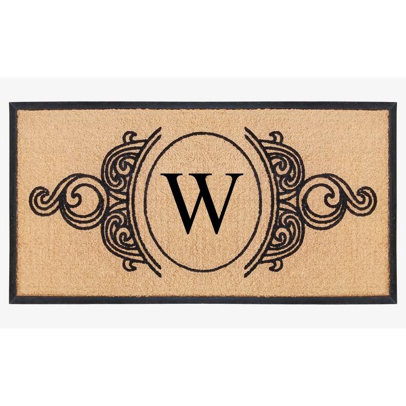 A1HC Natural Coir & Rubber Hand Flocked Large Monogrammed Doormat 30X60 Inch - W