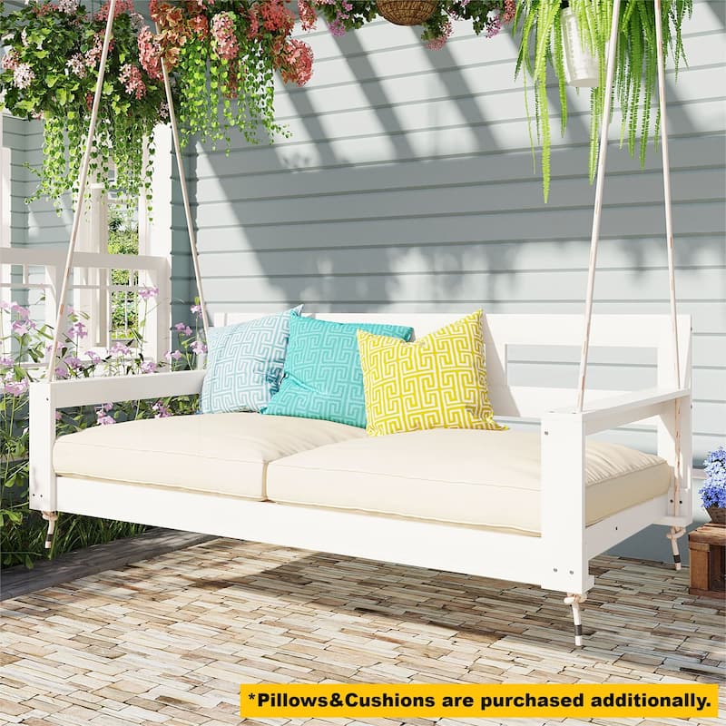 Patio Wooden Twin Size Porch Swing Daybed Frame