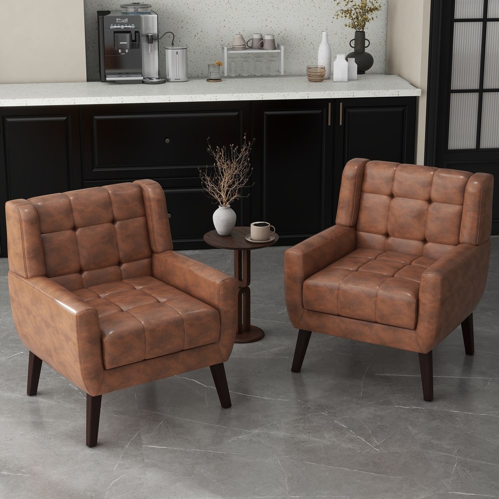 Set of 2 Tufted Upholstered Accent Armchair