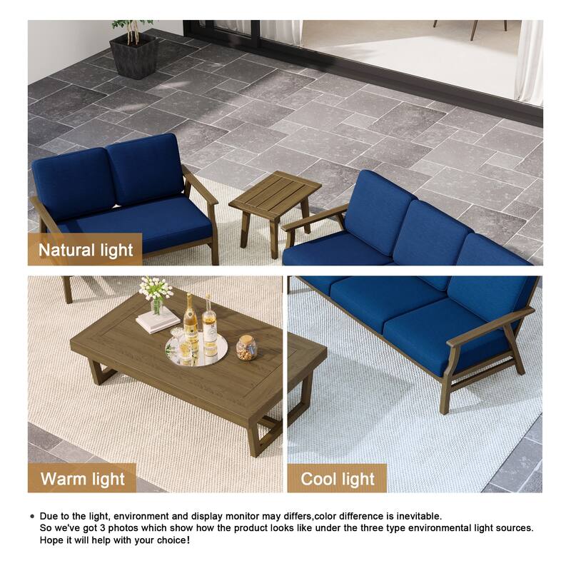 Arthur 4-Piece Teak Wood Patio Conversation Set