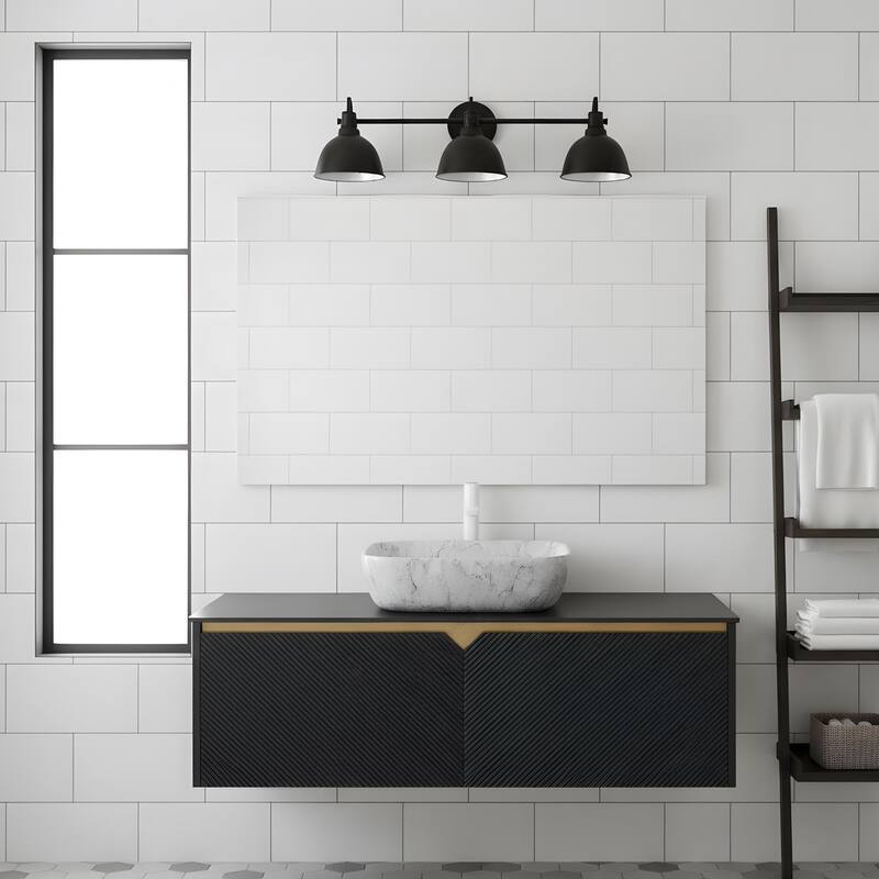 Wall-mounted Bathroom Vanity with Rectangular Vessel Basin