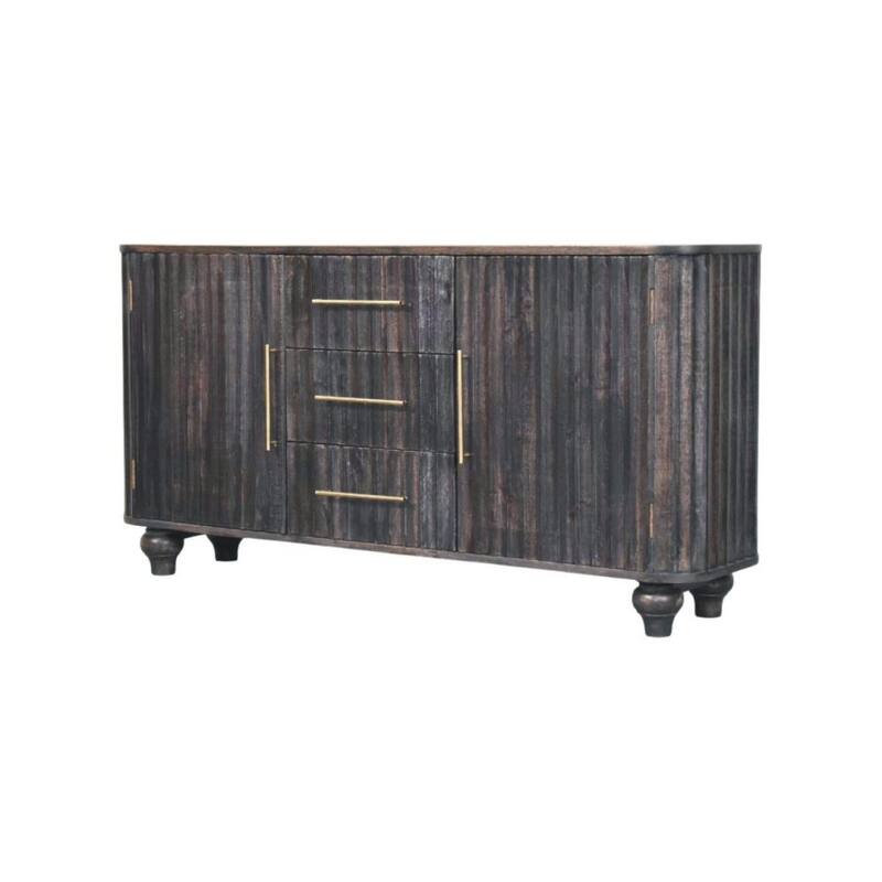 Artisan Furniture Solid Wood Savoy Sideboard, Black Ash, 2-Doors ,3-Drawers
