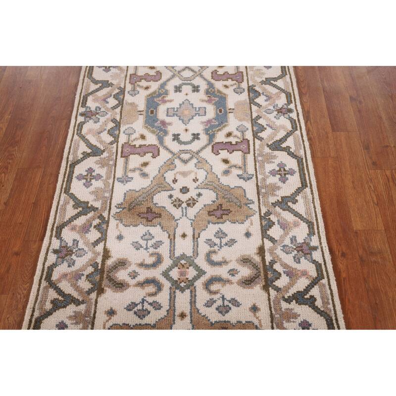 Oushak Oriental Runner Rug Hand-Knotted Wool Carpet - 2'7" x 7'8"