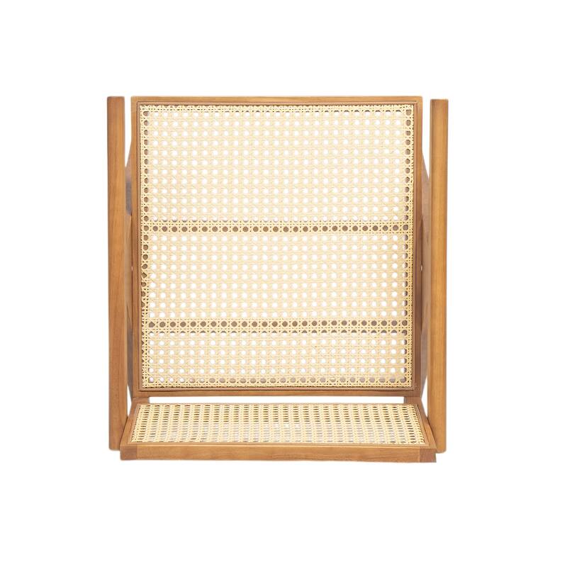 2-Piece Dining Room Arm Chairs Set with Square Rattan Backrest