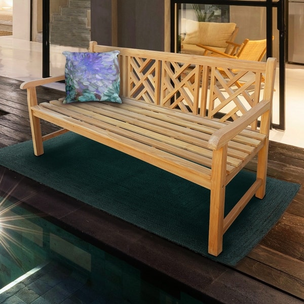 slide 2 of 6, Seven Seas Teak Saint Thomas Outdoor Teak Wood Patio Bench, 6 Foot