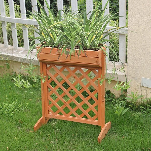 Shop Costway Outdoor Garden Fir Wood Raised Bed Planter ...