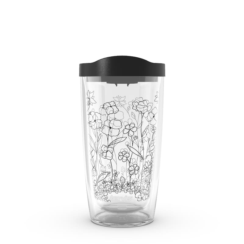 Tervis Wildflower Collection Clover And Poppies Made in USA Double Walled Insulated Tumbler Travel 16oz, Clover