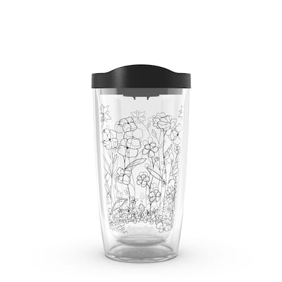 Tervis Wildflower Collection Clover And Poppies Made in USA Double Walled Insulated Tumbler Travel 16oz, Clover