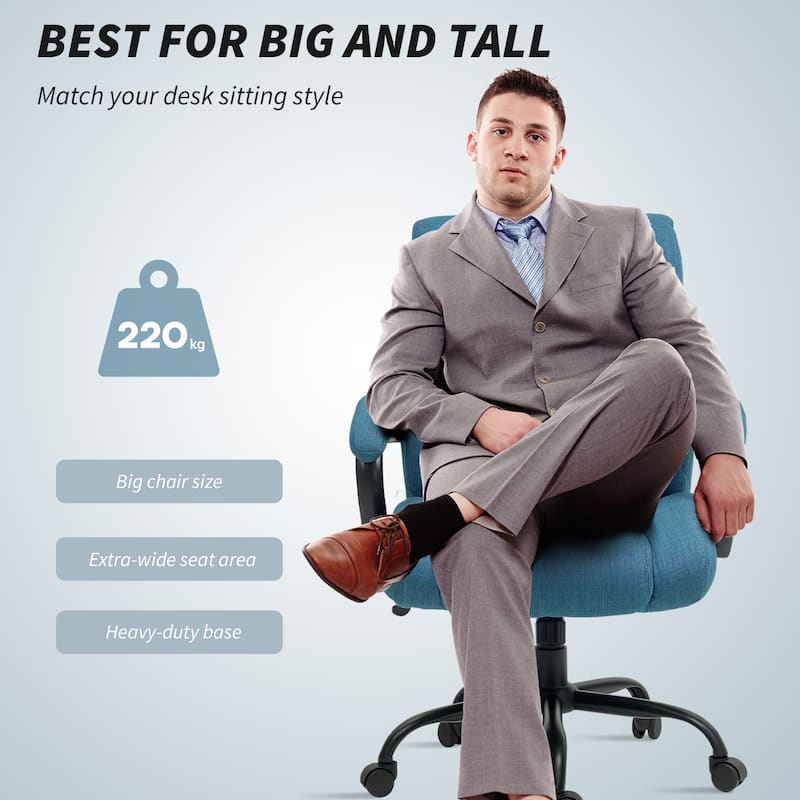 Vinsetto Big and Tall Executive Office Chair High Back Computer Desk Chair Ergonomic Swivel Chair with Linen Fabric
