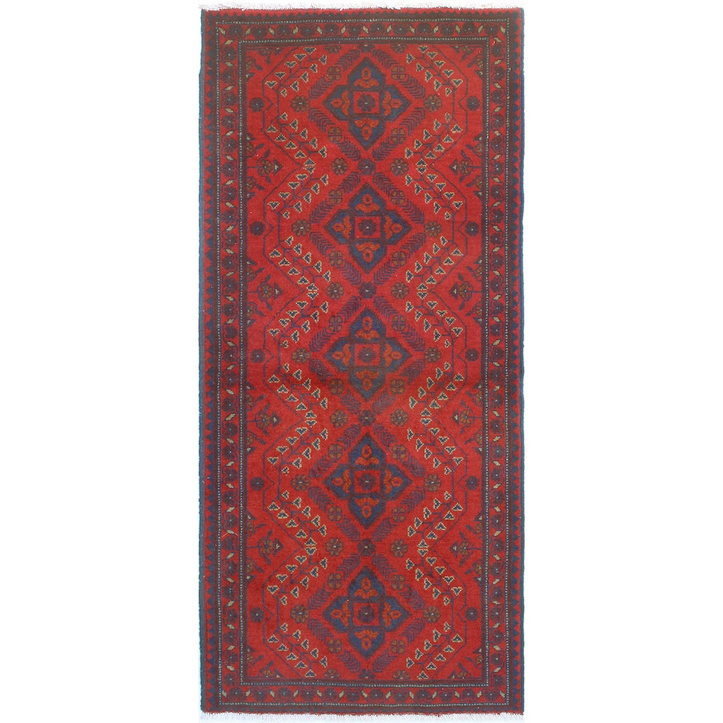 Khal Mohammadi Naima Red/Navy Runner - 2'7" x 6'4"
