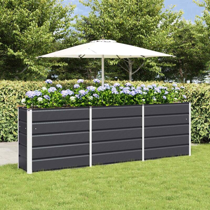 vidaXL Planter in Steel - 39.37 x 15.75 x 17.72" - Black - 94.49 x 15.75 x 29.53 in
