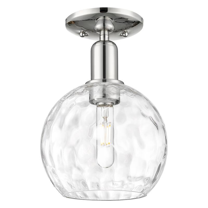 Innovations Lighting Endless Possibilities Arcadia - Athens Water Glass - 1 Light 8" Semi-Flush Mount - Polished Nickel