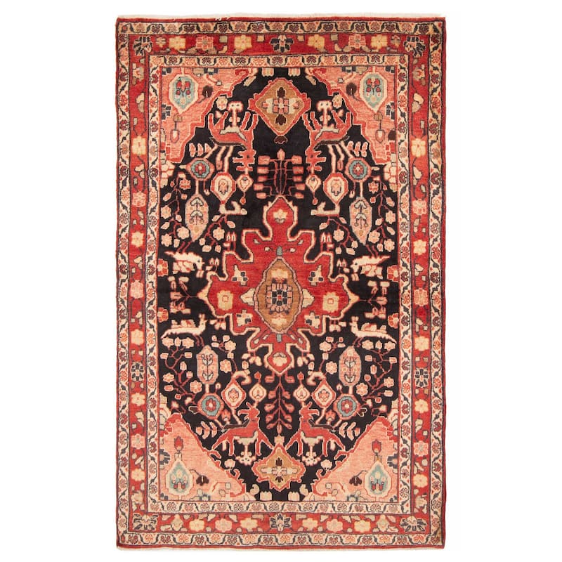 ECARPETGALLERY Hand-knotted Anadol Navy Wool Rug - 4'1 x 6'10 - Dark Navy - 4'1 x 6'10