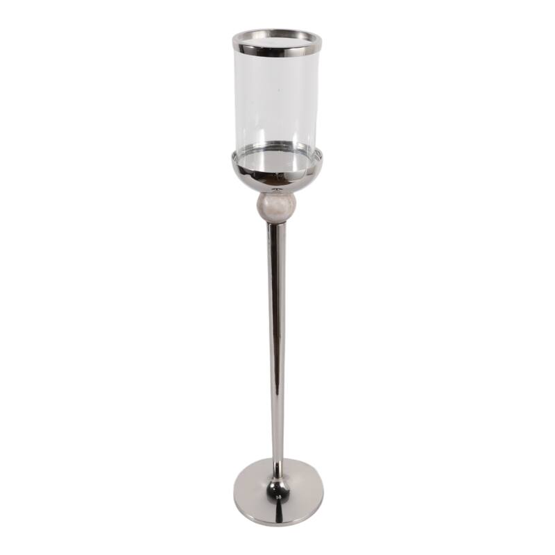 Metal Marble Floor Candle Holder Elegant Sculptural Hurricane