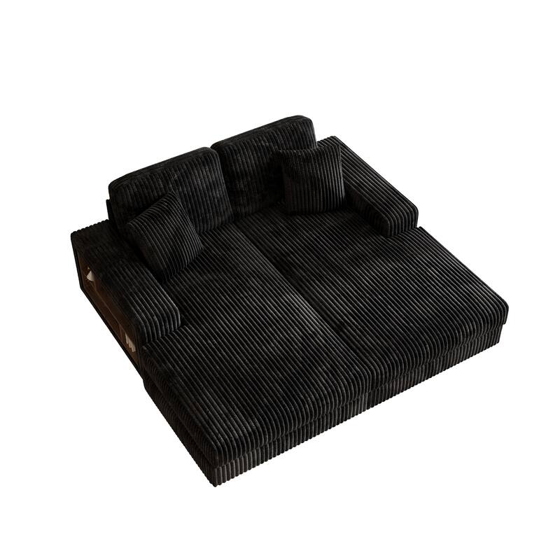 U-Shaped Sectional Sofa, Sleeper Sofa with High-Density Foam, Double Lounge Chair Sofa Bed with Pocketed Coil Cushions