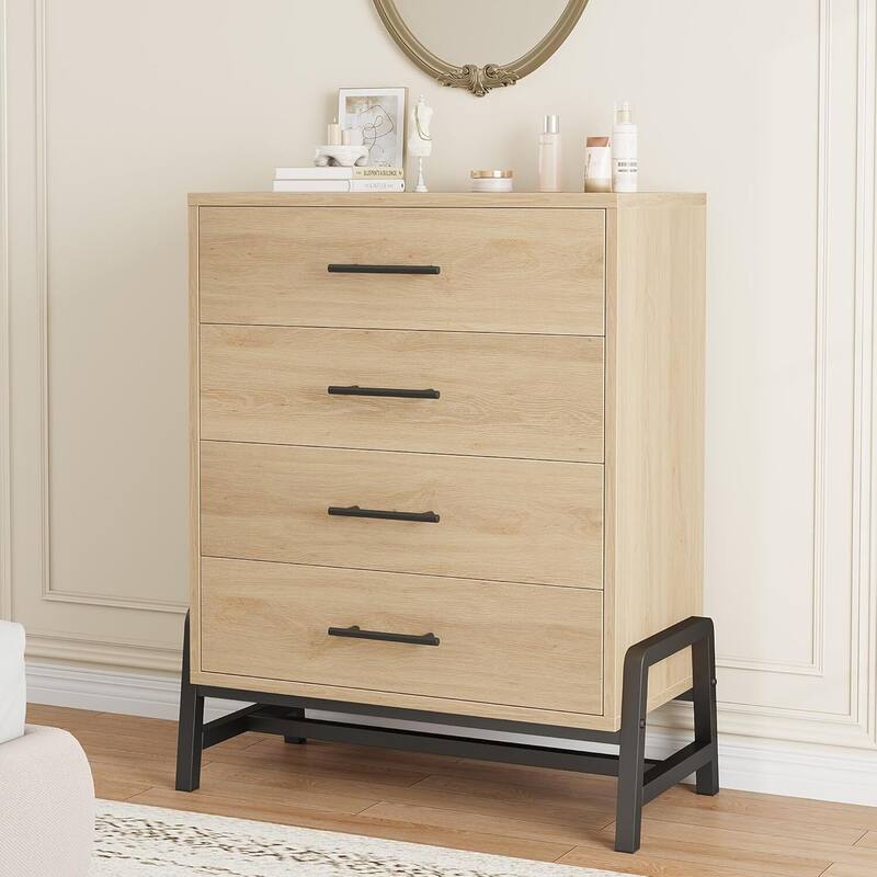 Modern 38.6'' 4 Drawer Dresser for Bedroom, Closet, Entryway - Beige