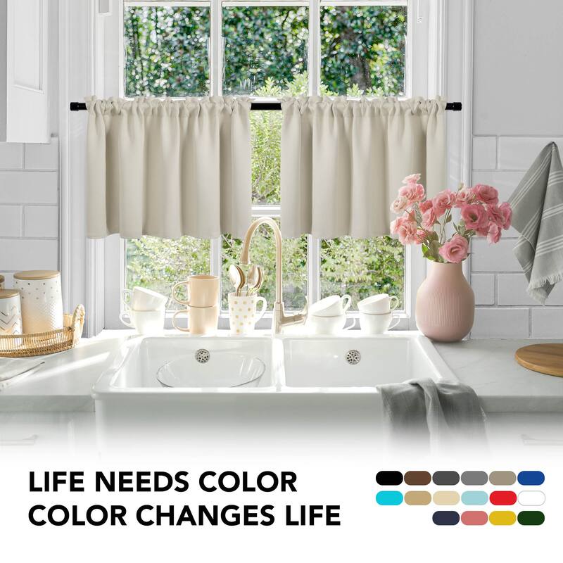 Deconovo Cafe Curtains Rod Pocket Window Short Drapes Tier Pair