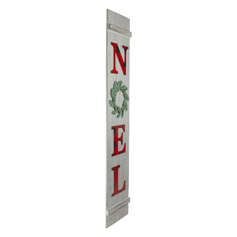 47.5" Red Buffalo Plaid Wooden Noel Christmas Wall Sign