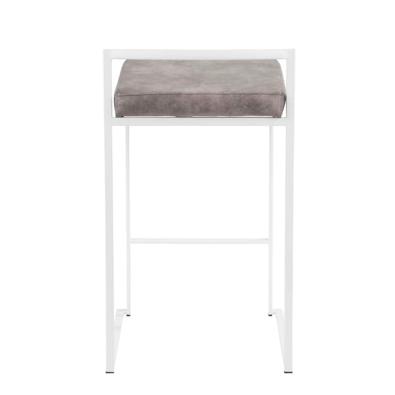 Porch & Den Forrest White Stackable Fully Welded Counter Stool (Set of 3)