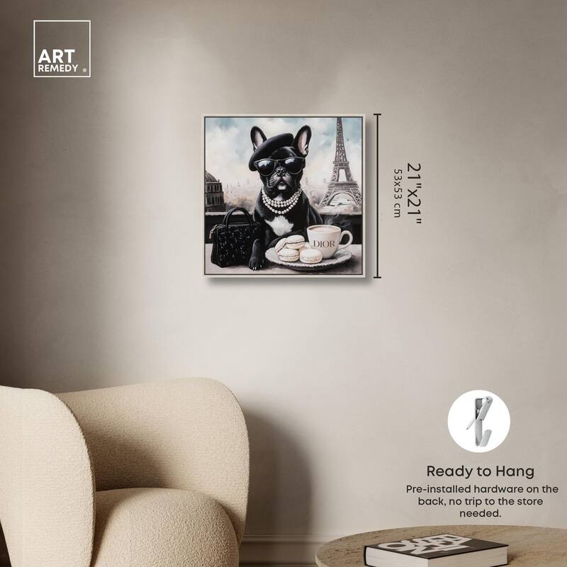 Frenchie in Paris Treats Canvas by Art Remedy