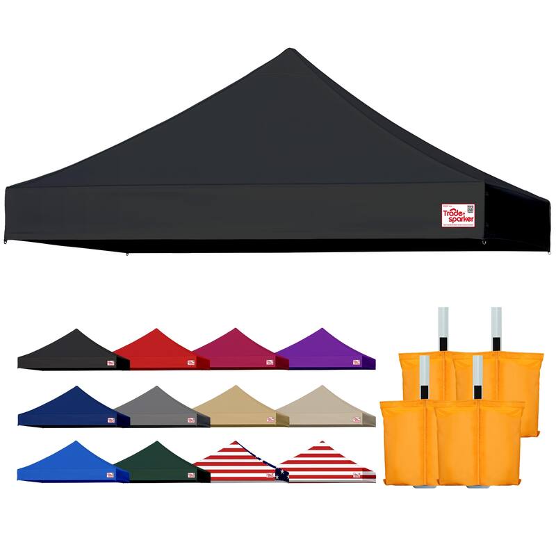 Tradesparker Commercial Canopy Replacement Top Windproof with Sand Bags - Black