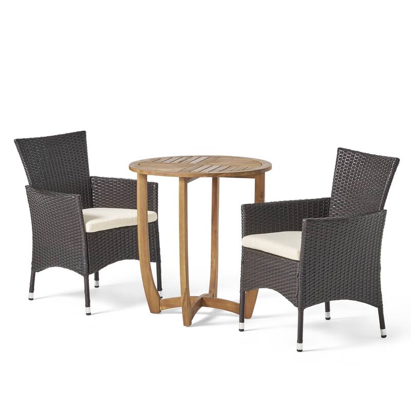 Ellie Outdoor 3 Piece Wicker Bistro Set by Christopher Knight Home