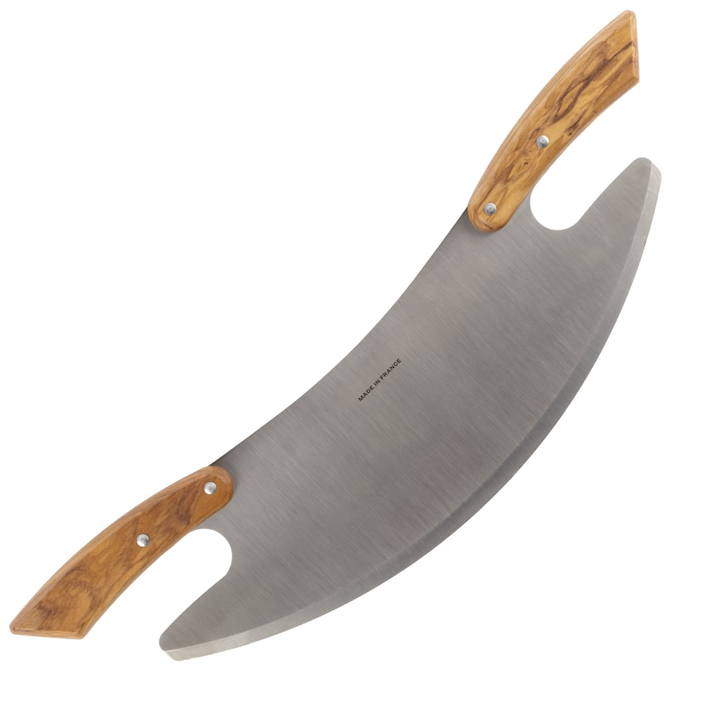 Classic Cuisine 17-inch Stainless Steel Pizza Cutter Rocker Blade with Olivewood Handles