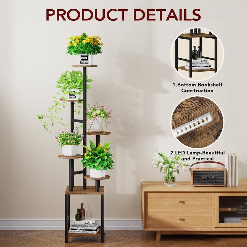 Plant Stand Indoor with Grow Light - 11 x 11 x 50 inches