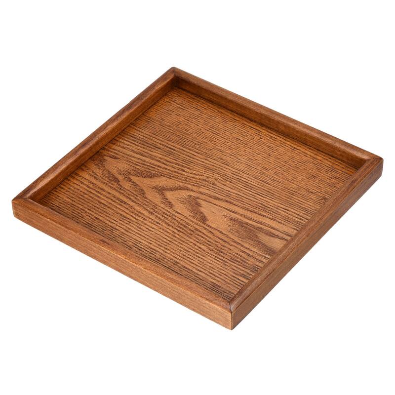 Wood Serving Tray Square Decorative Platter Home Kitchen Table, Brown