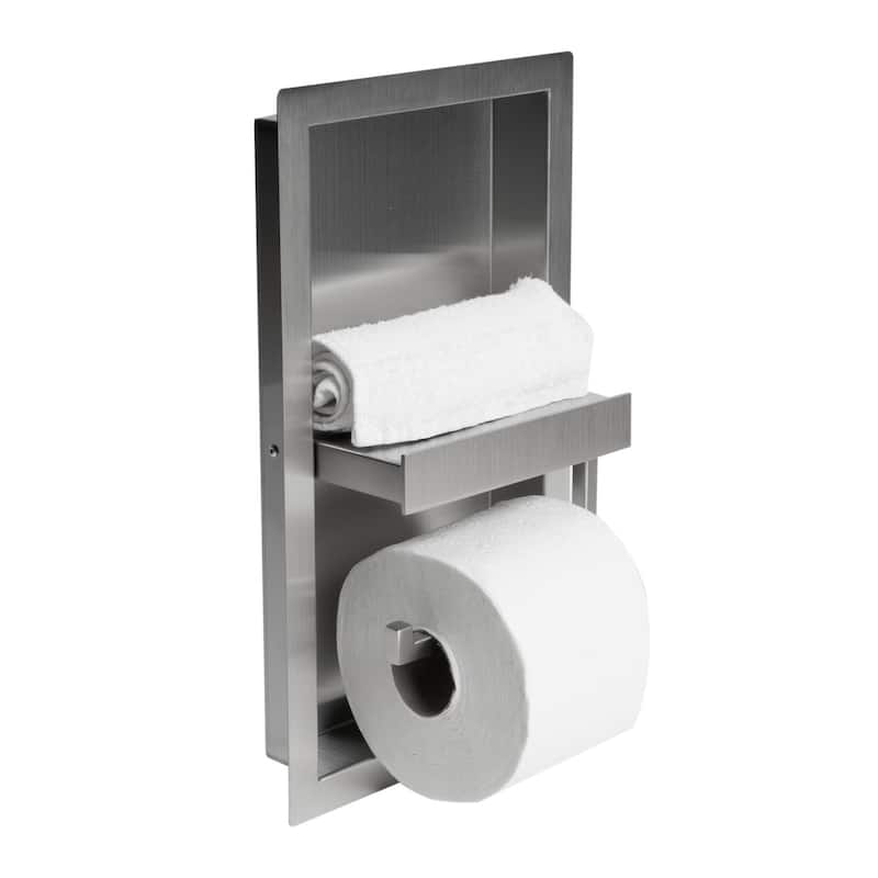 Brushed Stainless Steel Recessed Toilet Paper Holder Niche Grey On