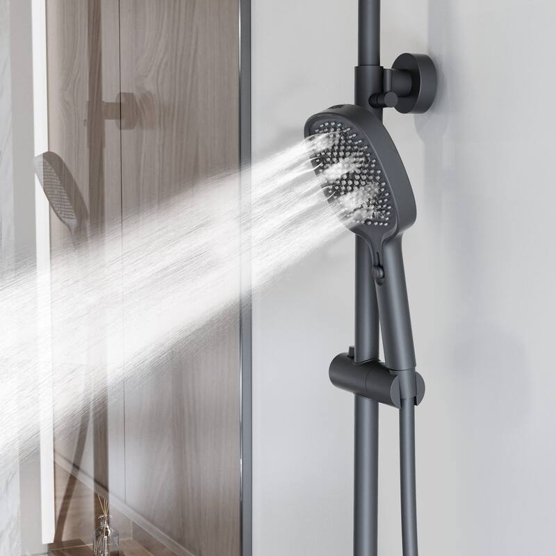 Modland Wall Mount 3-Function Shower System with Waterfall Tub Spout Adjustable Slide Bar,Handheld Shower