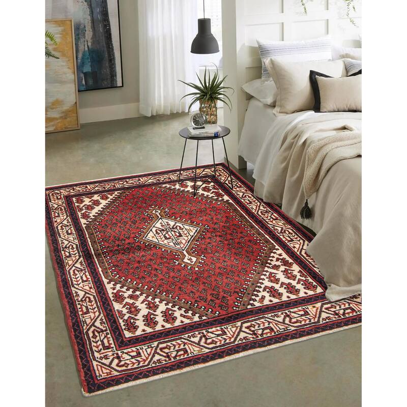 ECARPETGALLERY Hand-knotted Andelz Red Wool Rug - 3'7 x 5'2