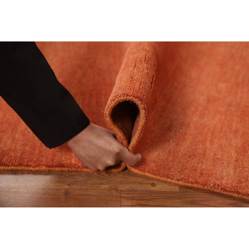 Orange Gabbeh Modern Foyer Rug Oriental Hand-Knotted Wool Carpet - 2'10"x 4'1"