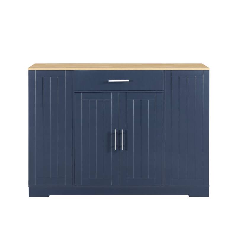 GDF Studio - Ashford Farmhouse Kitchen Island with Drawers, Shelves & Trash Can Storage